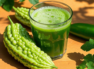 每日晨起空腹喝一杯純苦瓜汁，晚餐前30分鐘加飲一杯黃瓜苦瓜汁