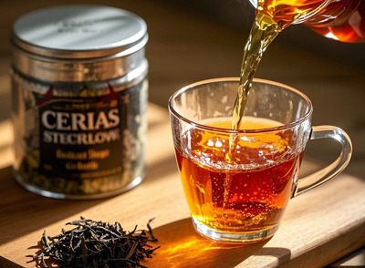 紅茶含咖啡因(約20-40mg/杯)與茶氨酸,二者協同作用 紅茶含咖啡因(約20-40mg/杯)與茶氨酸,二者協同作用